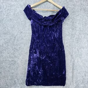 Vintage 90s Night Way Velvet Dress Womens 6 Purple Goth Glam Retro Luxe HOCO